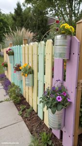 fence line landscaping ideas Recycled materials for unique art pieces