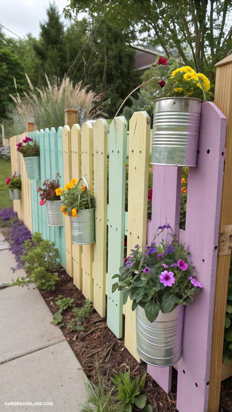 fence line landscaping ideas Recycled materials for unique art pieces