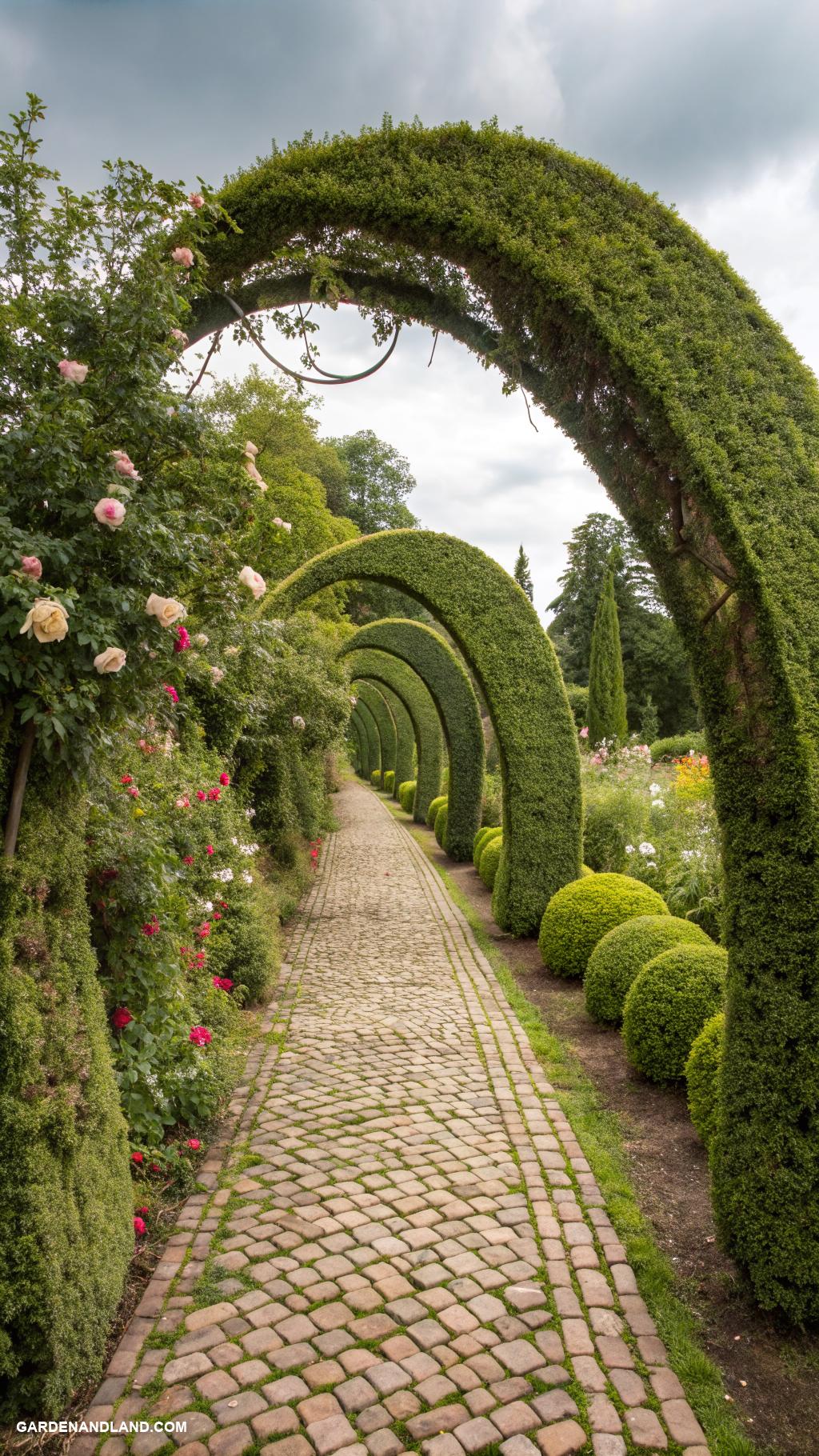 front yard hedges Curved hedges for a whimsical garden path