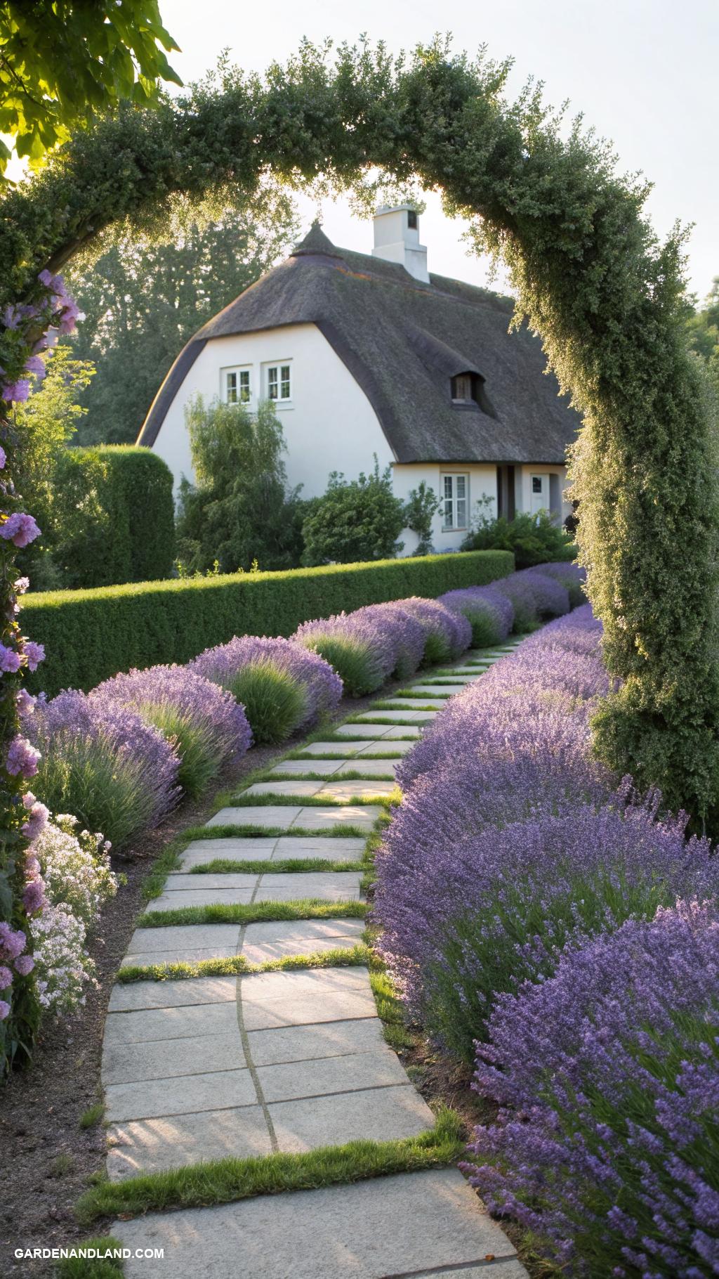 front yard hedges Curved lavender hedge for fragrant pathways