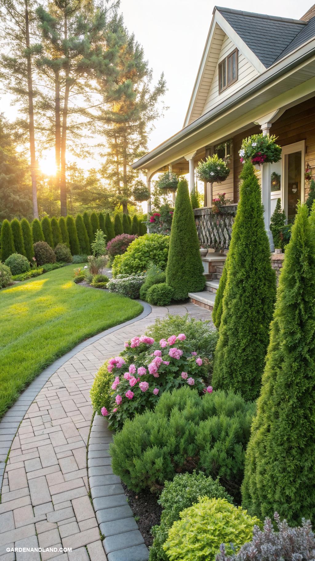 front yard hedges Dwarf conifers for year round greenery