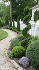 front yard hedges Mix of evergreens for year round greenery