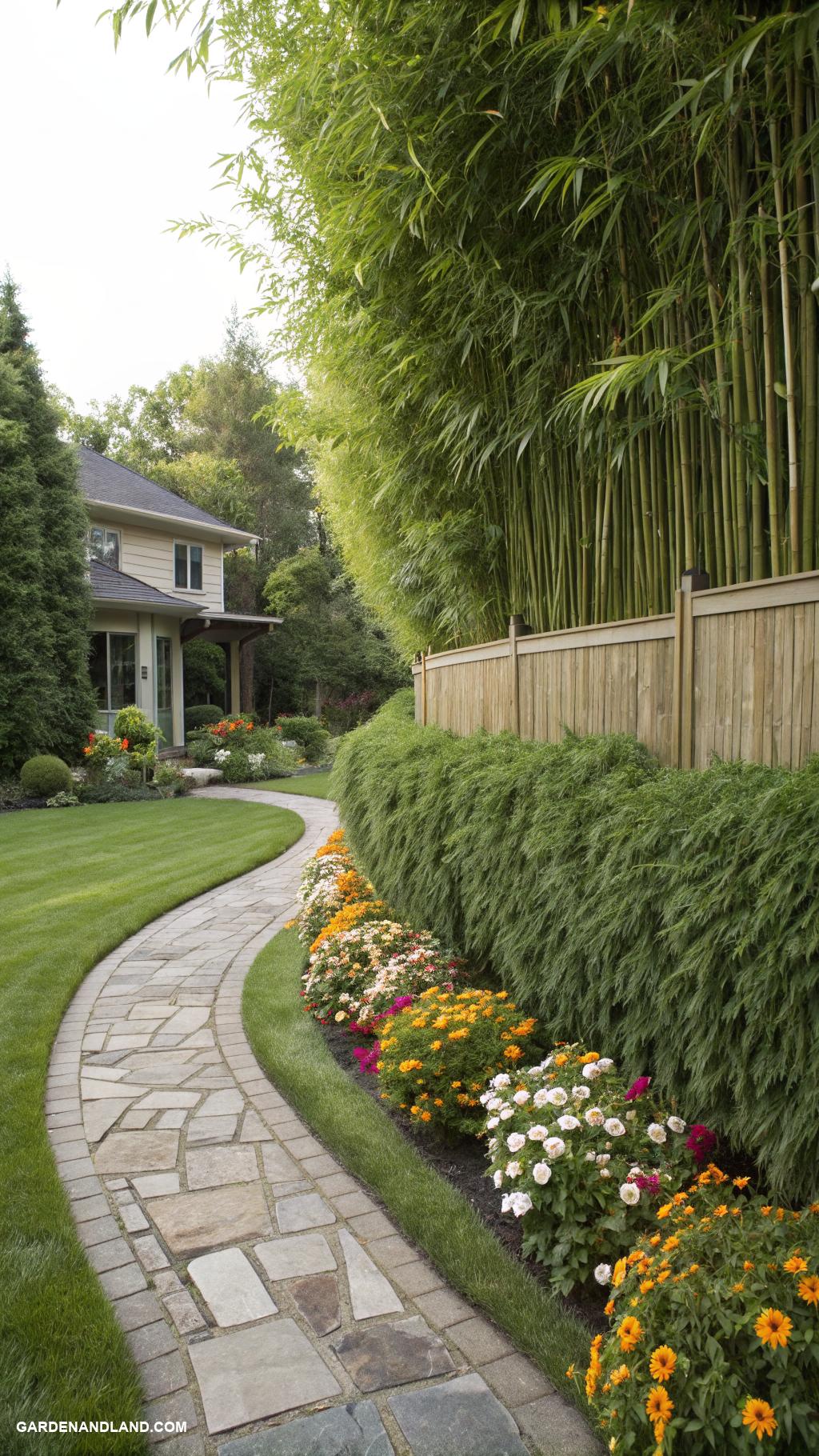 front yard hedges Privacy hedge with tall bamboo plants