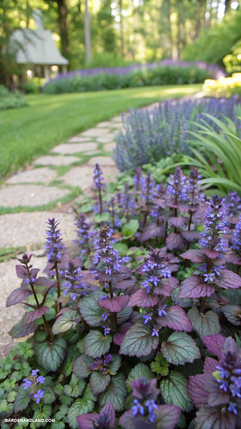 ground cover plants Ajuga for stunning purple foliage and blooms