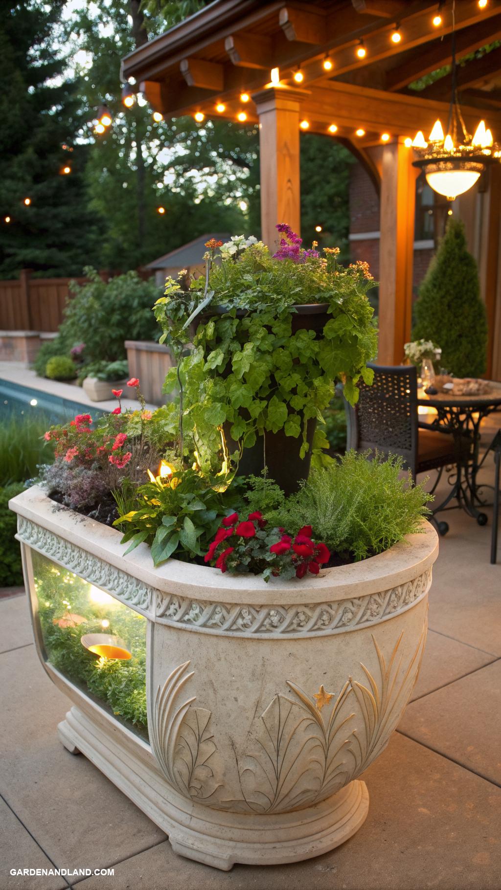 large container planting ideas Aquaponic system in decorative planter