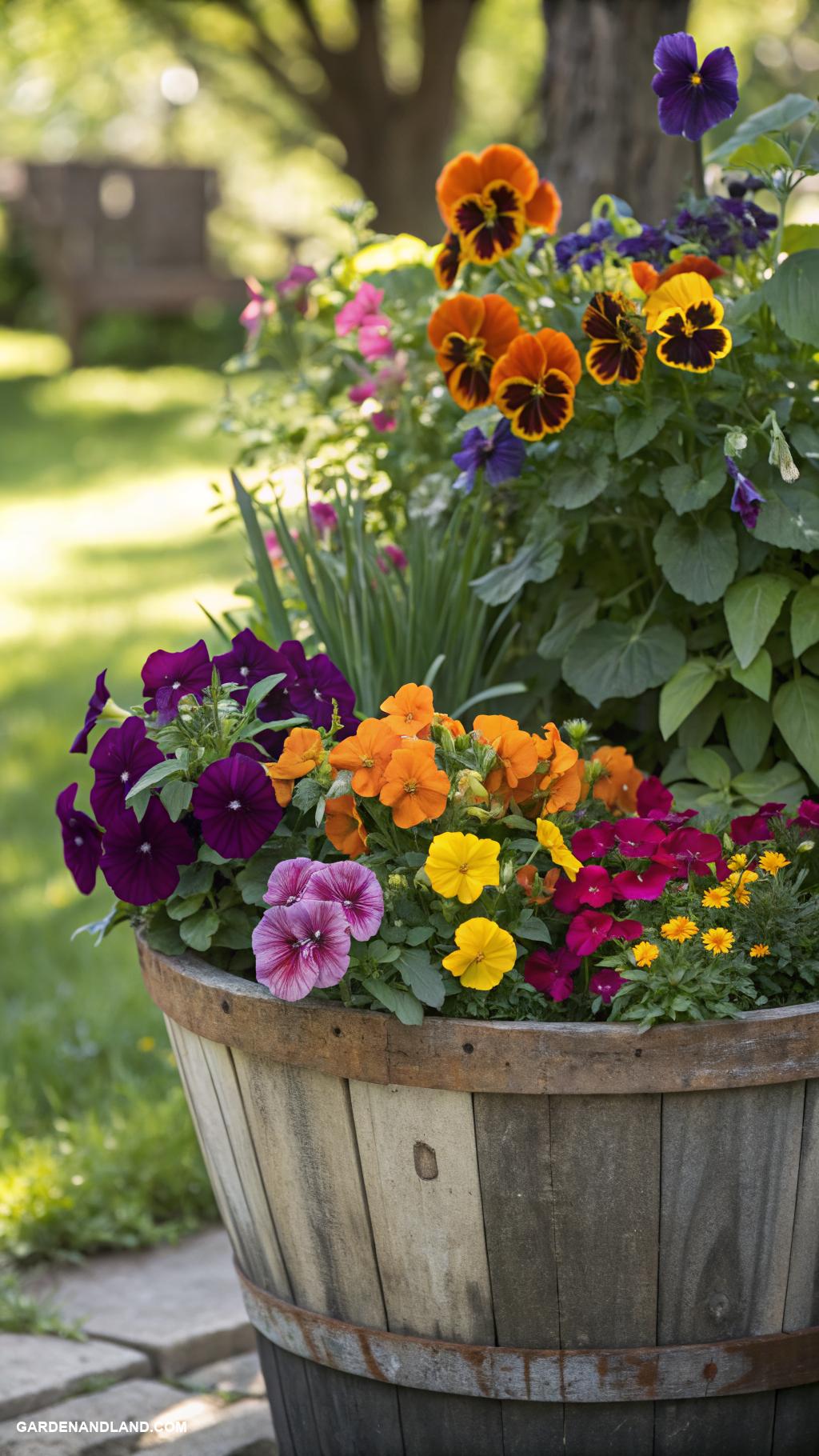 large container planting ideas Colorful edible flower container garden