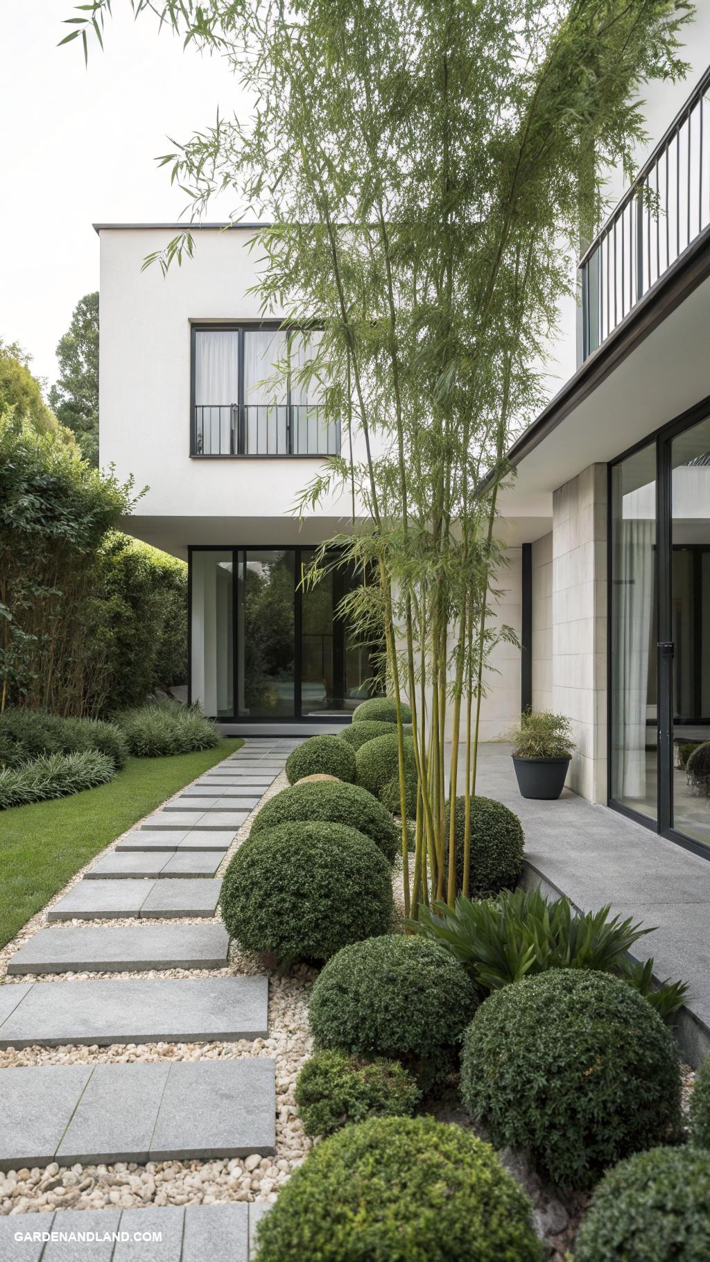 low growing shrubs for front of house Bamboo for modern architectural appeal