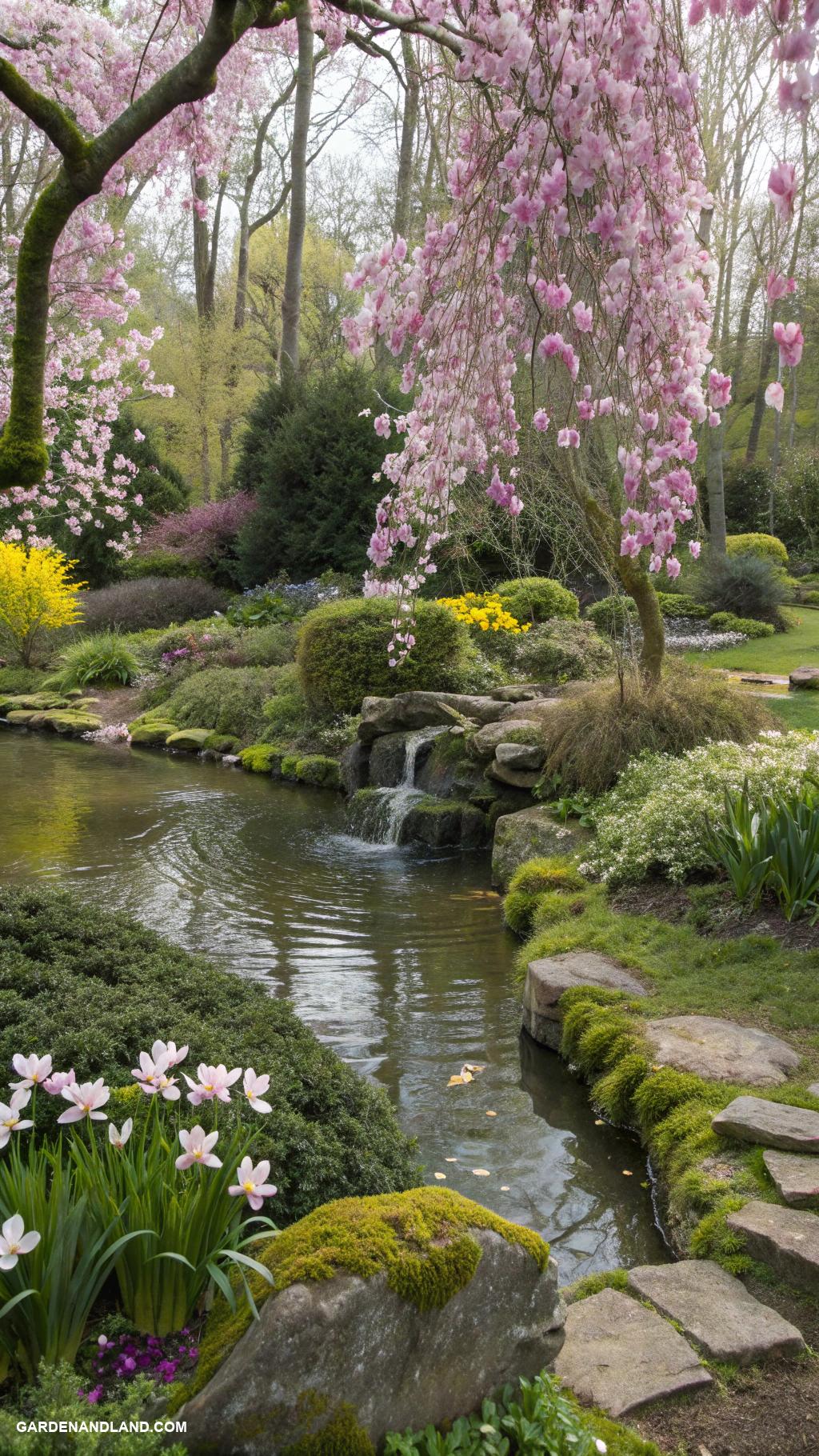 magnolia tree landscaping Accent ponds with weeping magnolia varieties