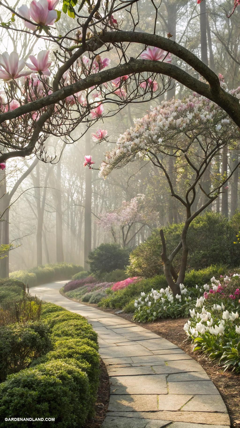 magnolia tree landscaping Frame vistas with arching magnolia branches