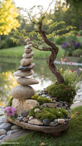 rock sculptures garden stone art Abstract pebble art designs