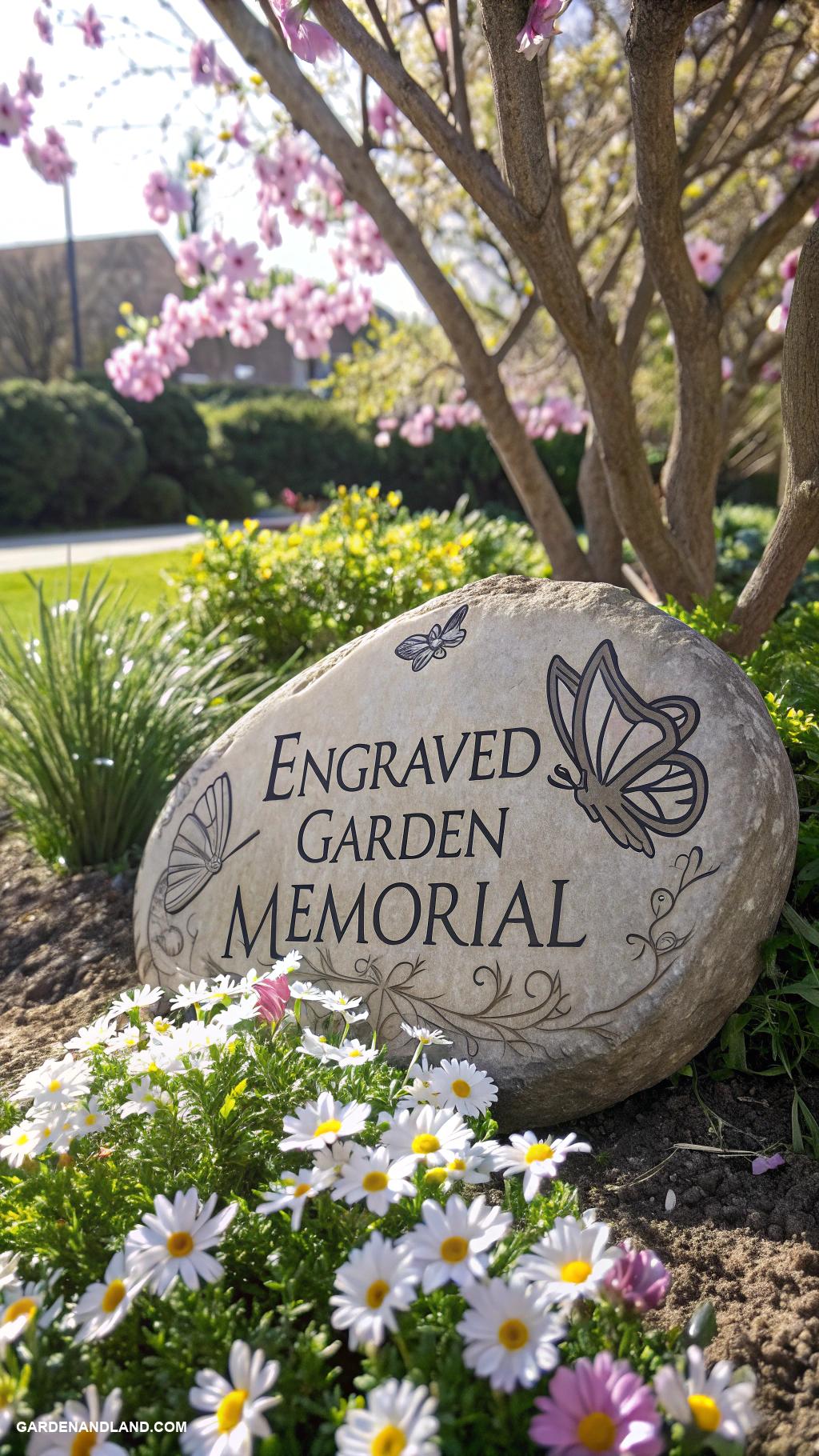 rock sculptures garden stone art Custom engraved garden memorial stones