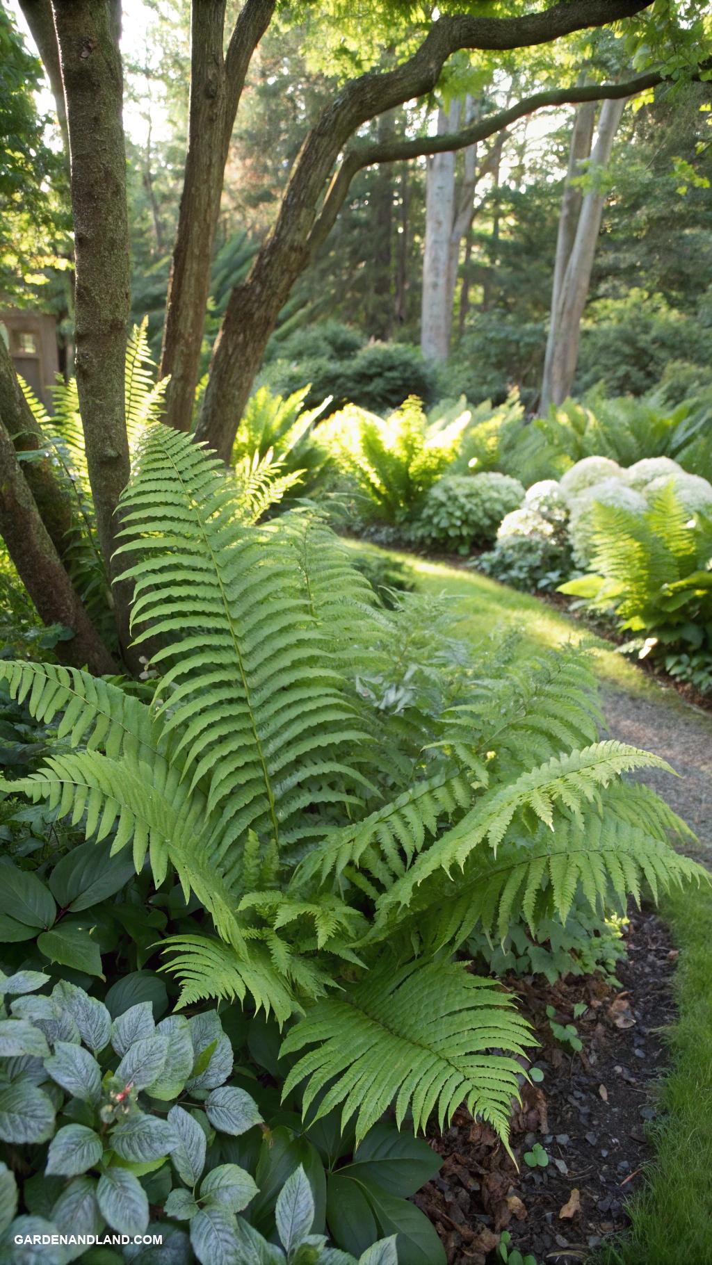 shade loving shrubs Evergreen ferns for lush greenery year round