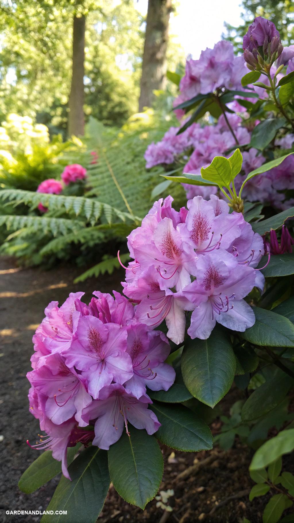 shade loving shrubs Rhododendrons for striking large blooms