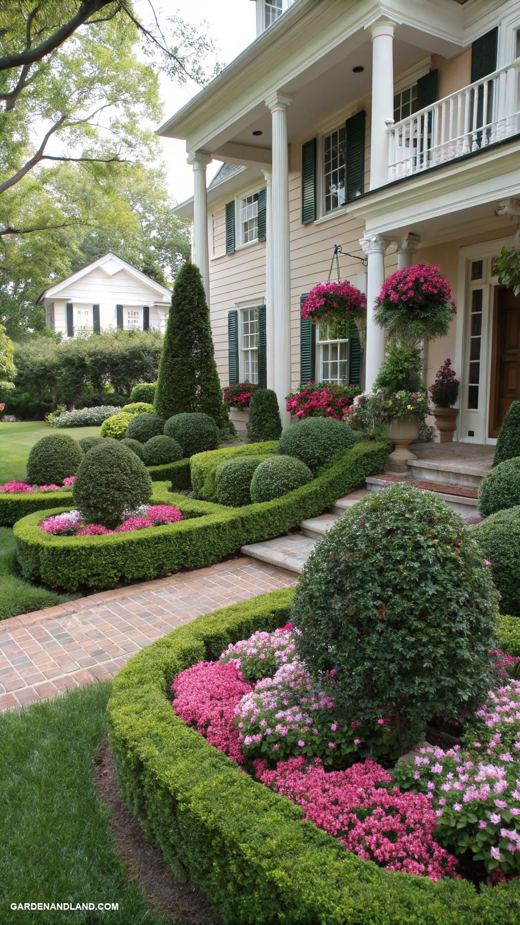 small shrubs in front of house Boxwood hedges for elegant structure