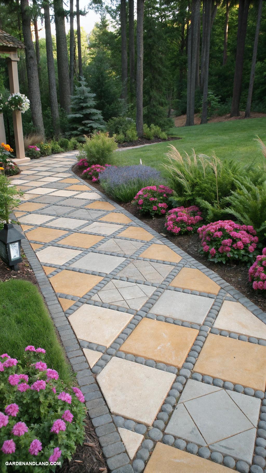 stepping stone walkway ideas Geometric pavers for modern appeal