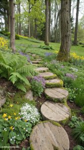 stepping stone walkway ideas Stepping logs for a woodland feel