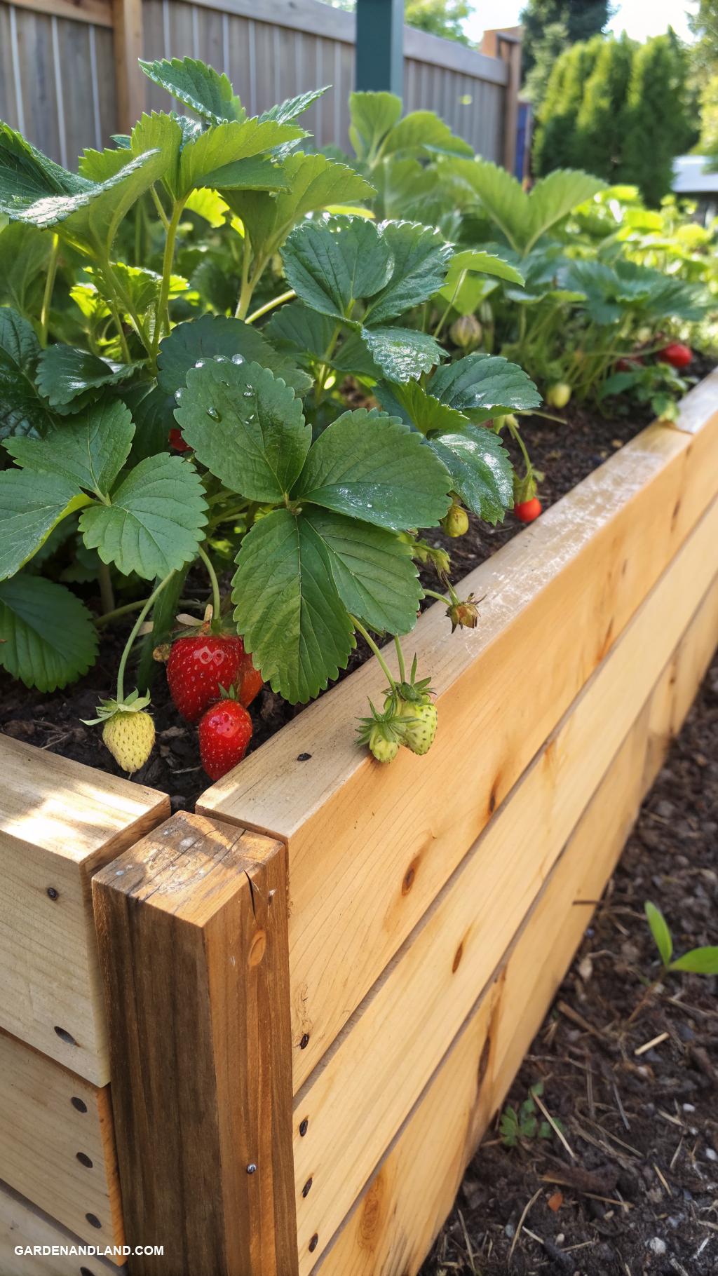 strawberry planter ideas Strawberry bed in a raised wooden frame