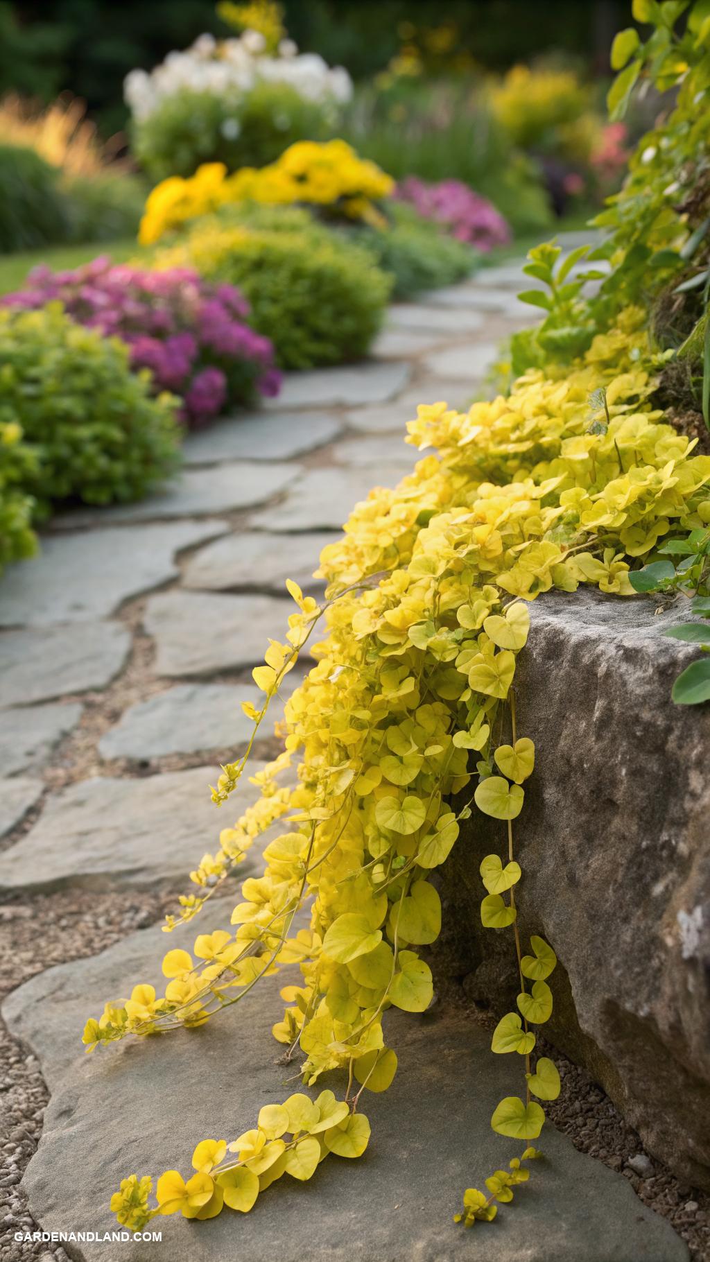 walkable ground cover Creeping Jenny for vibrant gold foliage