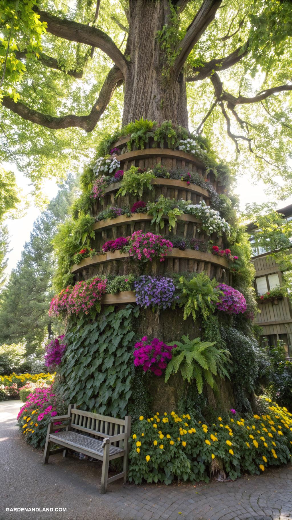 around the tree landscaping Create a tree themed vertical garden
