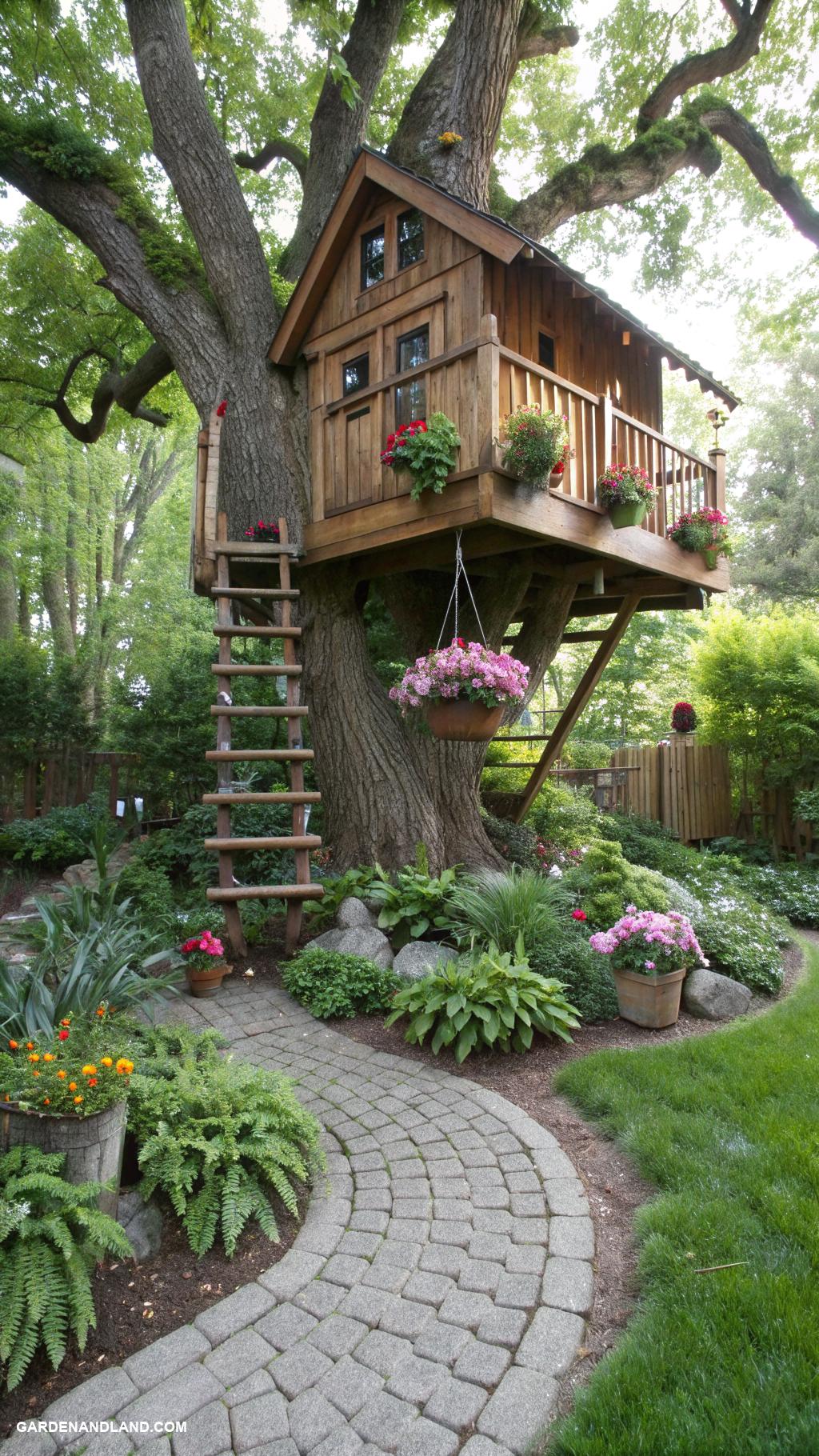 around the tree landscaping Design a treehouse for kids adventures