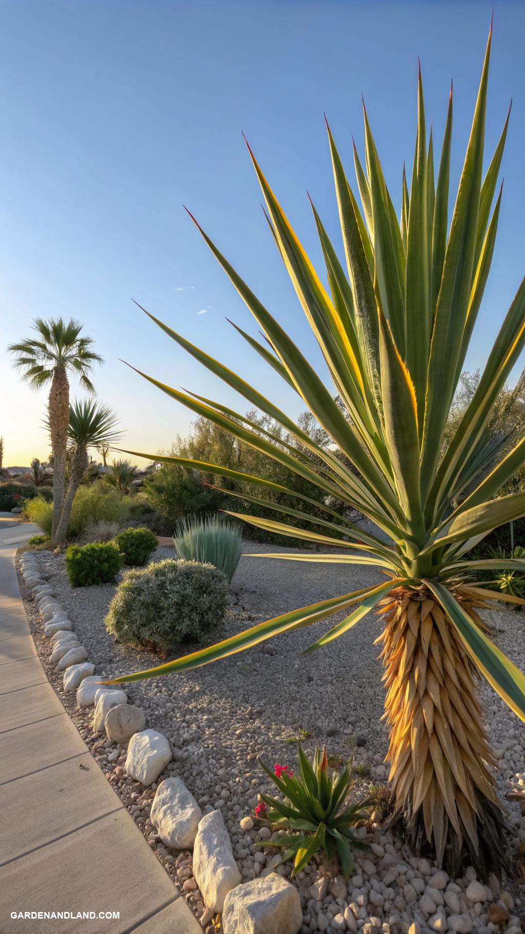 drought tolerant shrubs for full sun Yucca with sharp architectural leaves