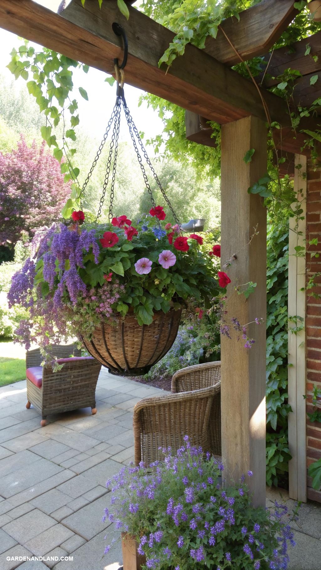 english garden ideas Hanging planters for small space gardening