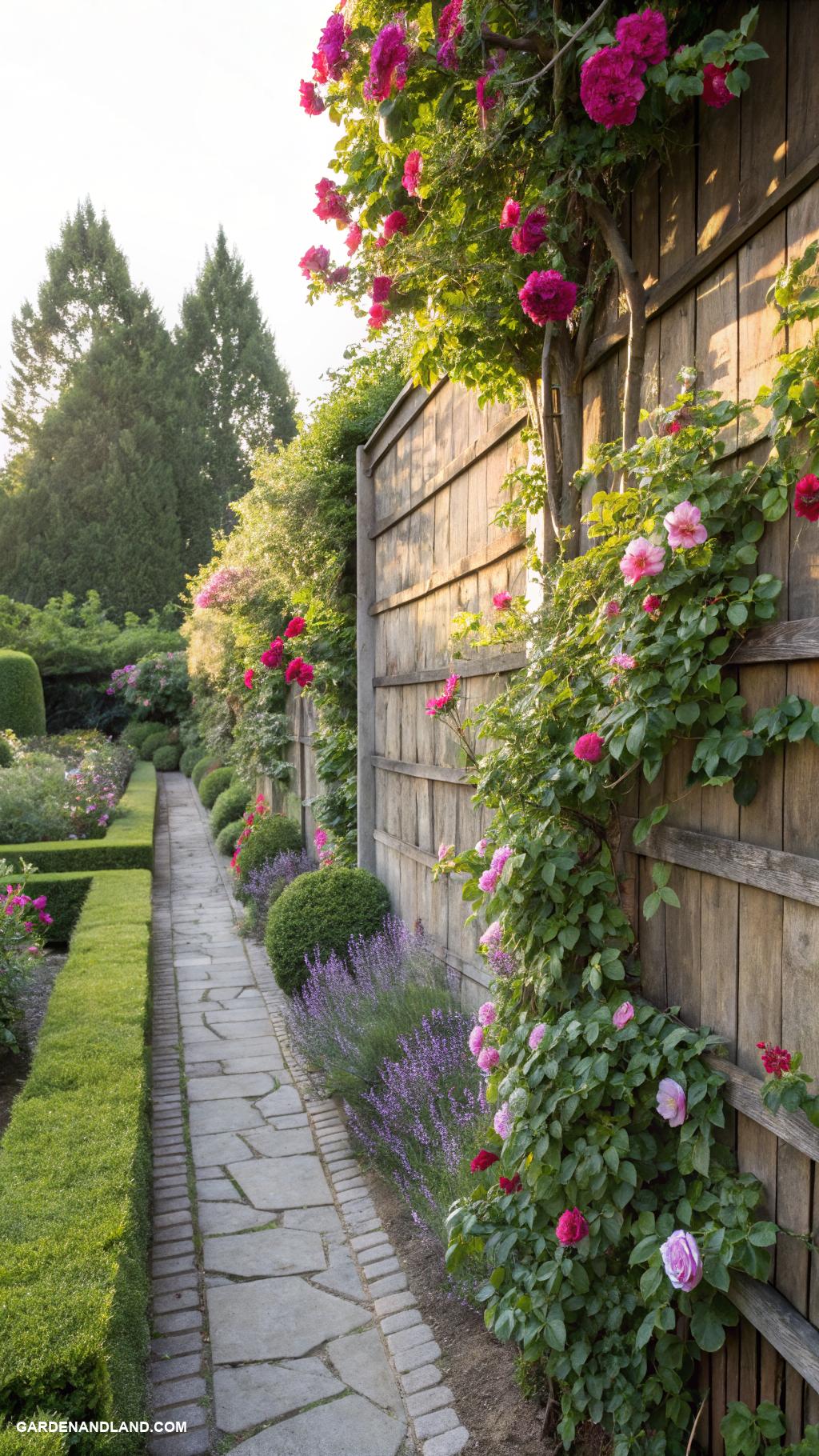 english garden ideas Vertical garden walls with vibrant climbing plants