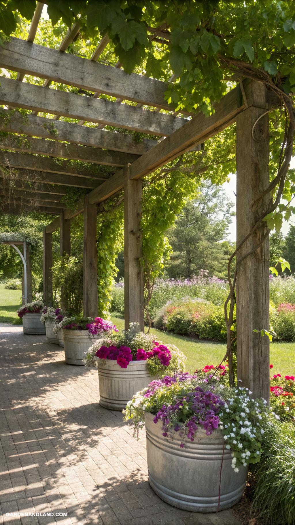 galvanized tub planter ideas Cascading vines for a natural pergola