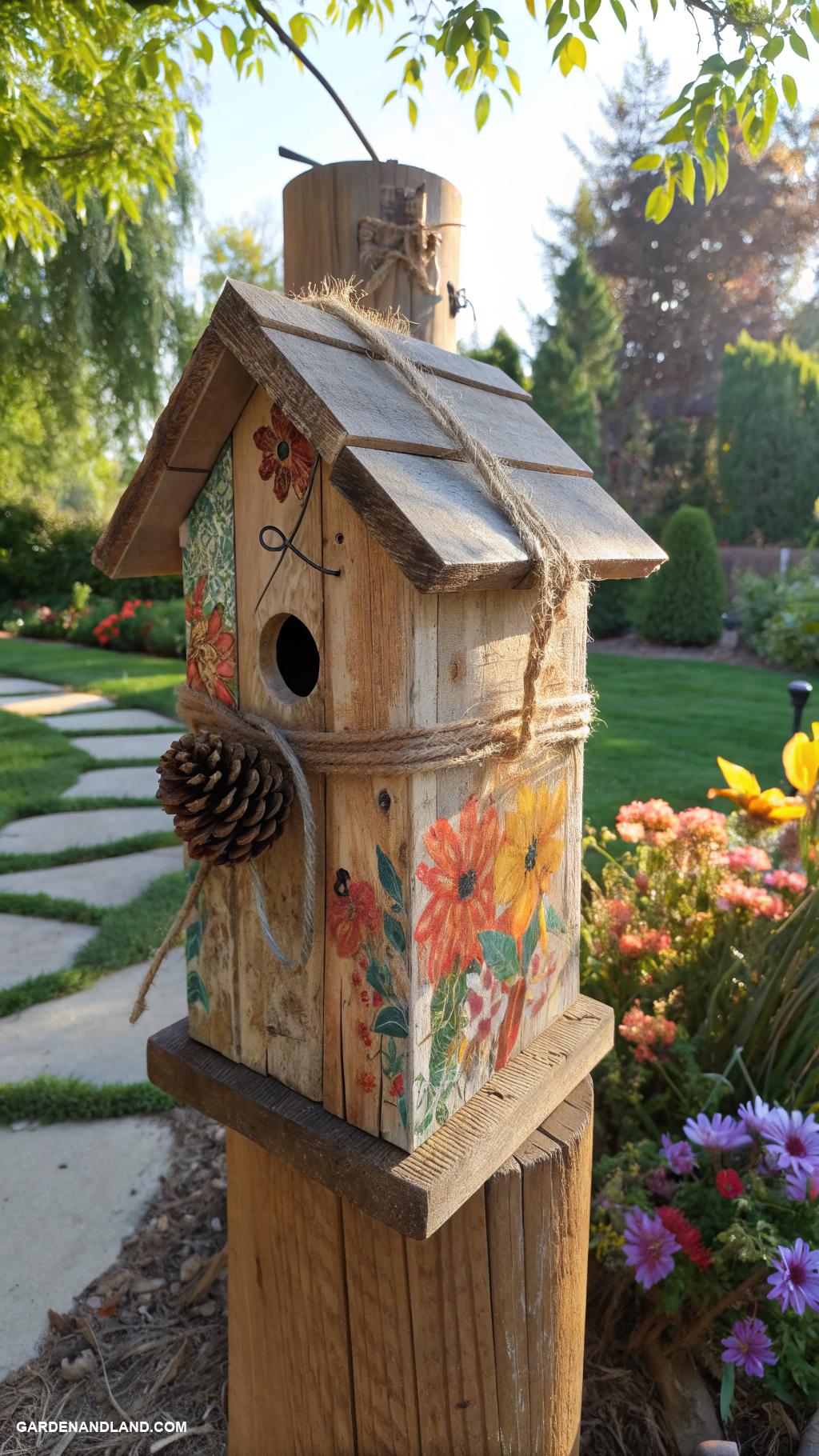 garden crafts DIY birdhouse from recycled materials