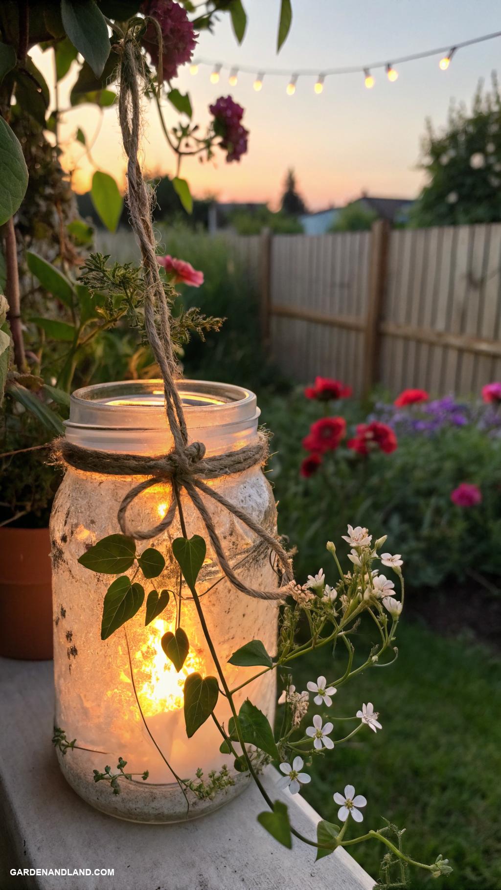 garden crafts Garden lanterns from glass jars
