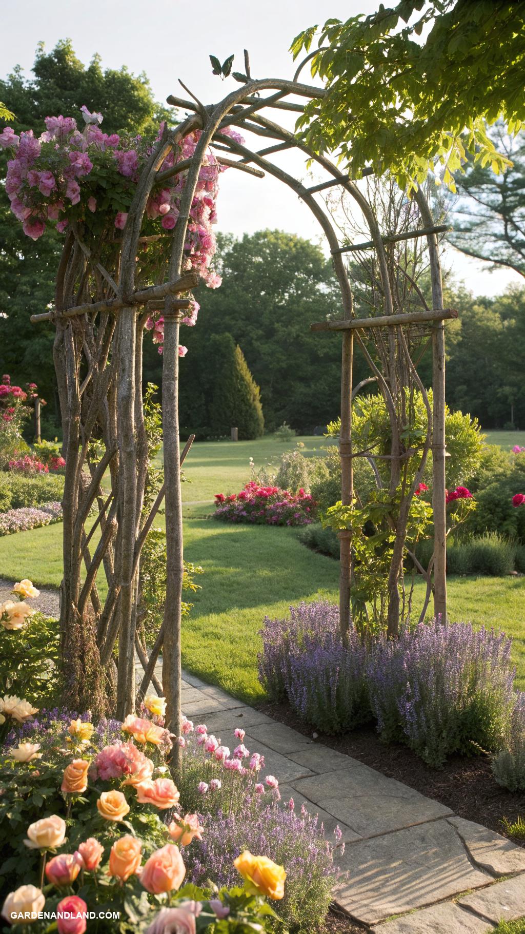 garden crafts Garden trellis made from branches