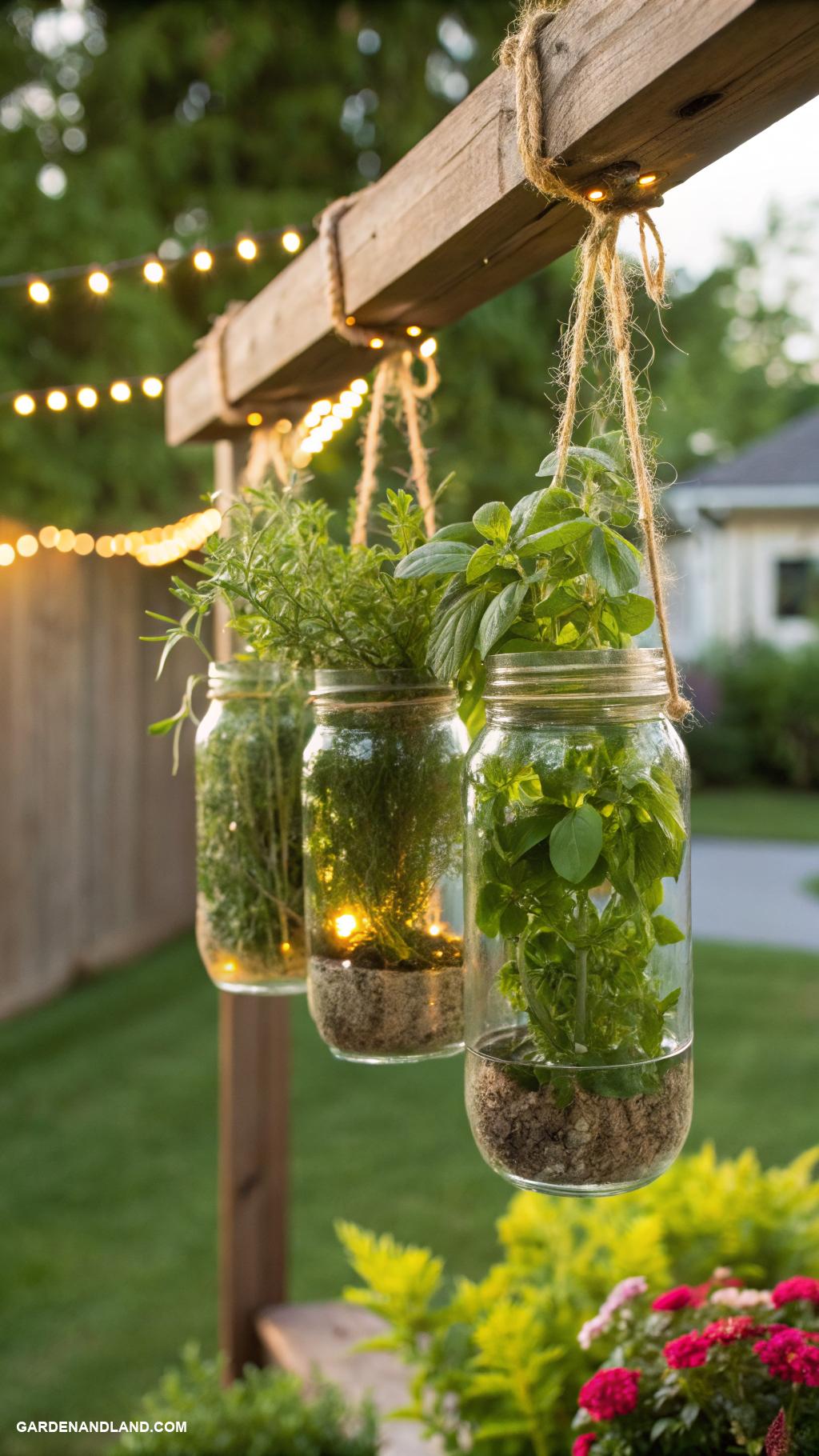 garden crafts Hanging mason jar herb garden