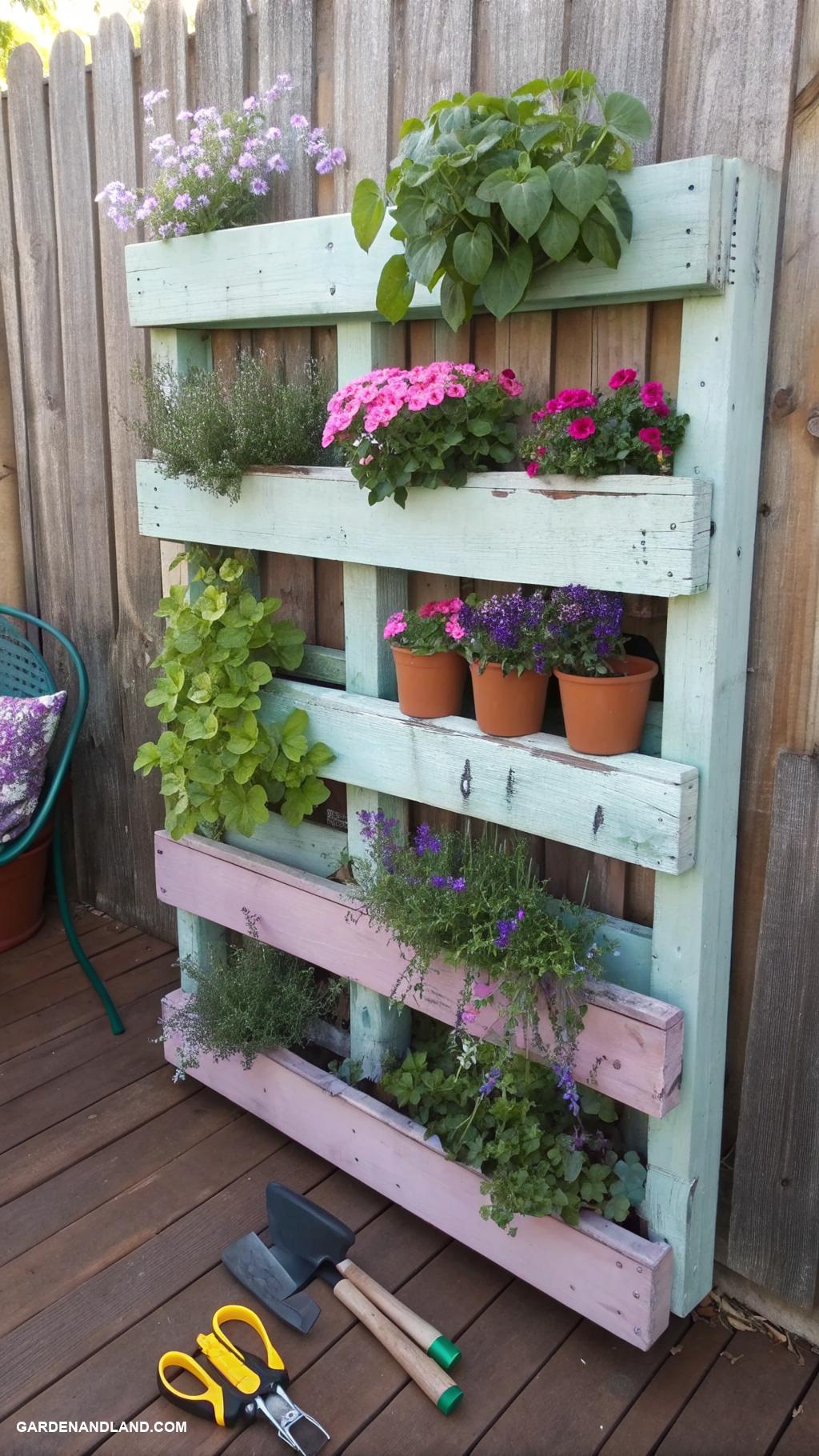 garden crafts Upcycled wooden pallet vertical garden