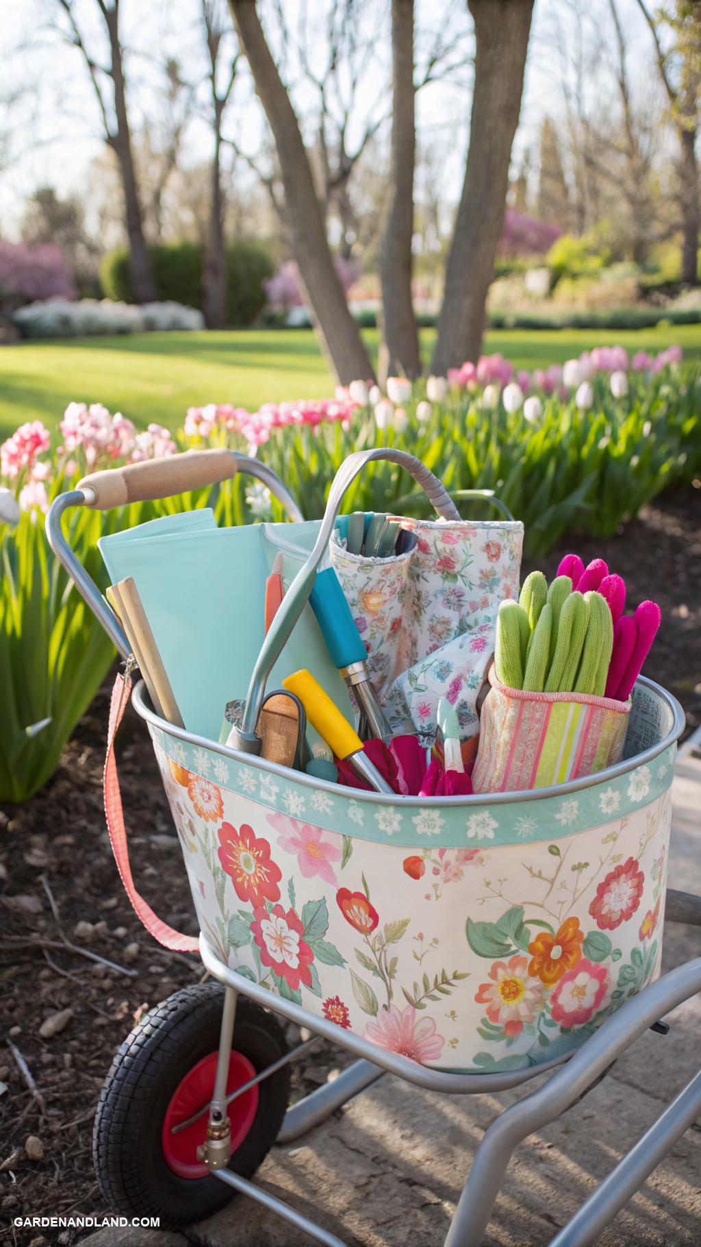 garden tools storage ideas Bucket organizer on garden cart