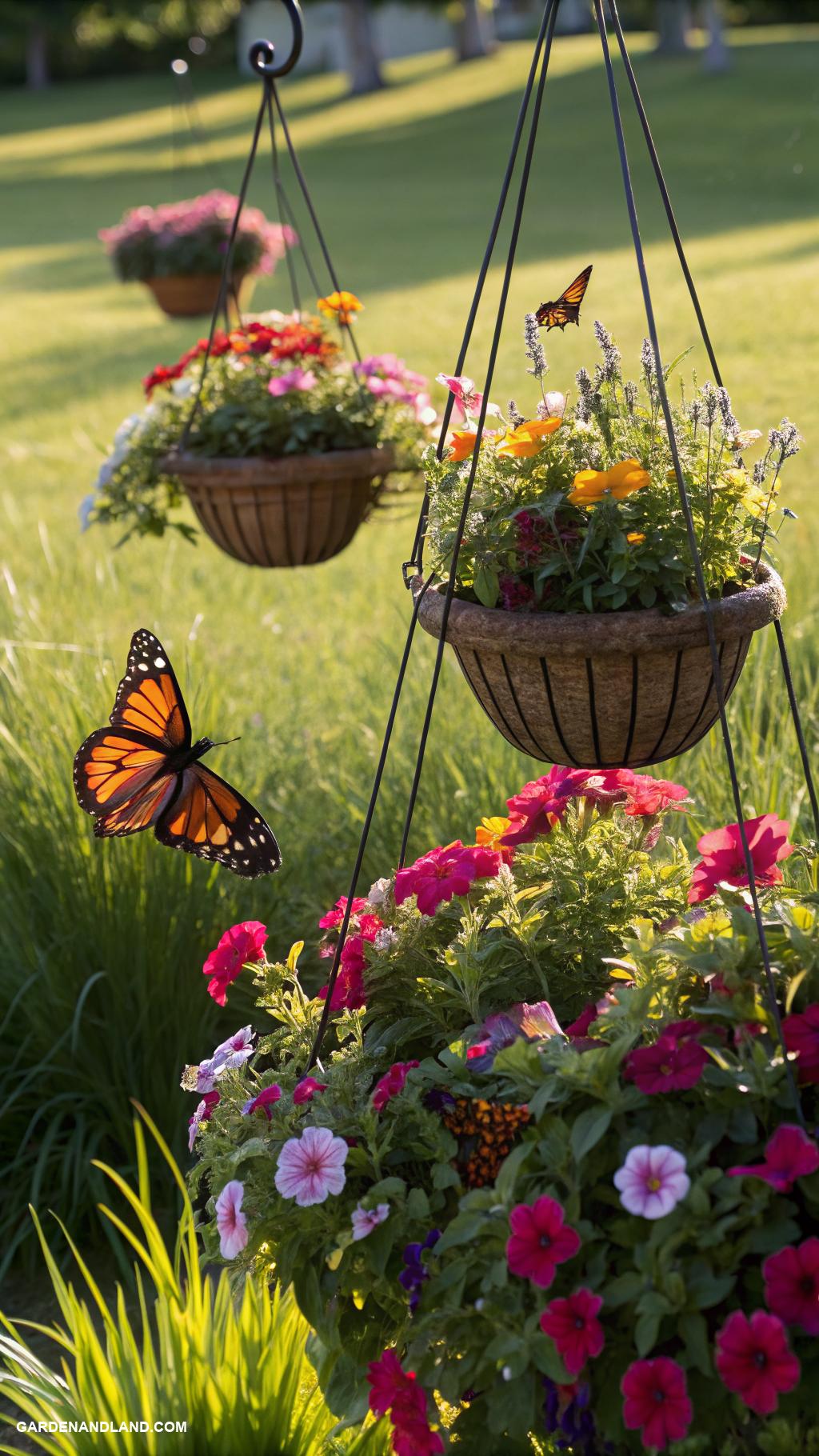 hanging basket ideas Butterfly garden with nectar rich plants