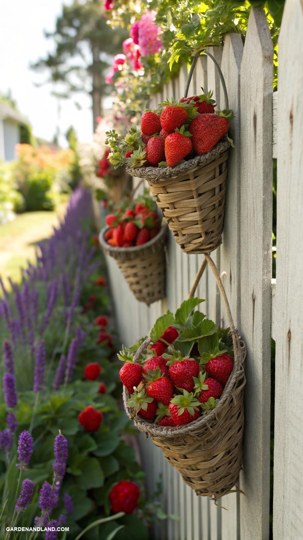 hanging basket ideas Vertical strawberries in vertical wall baskets