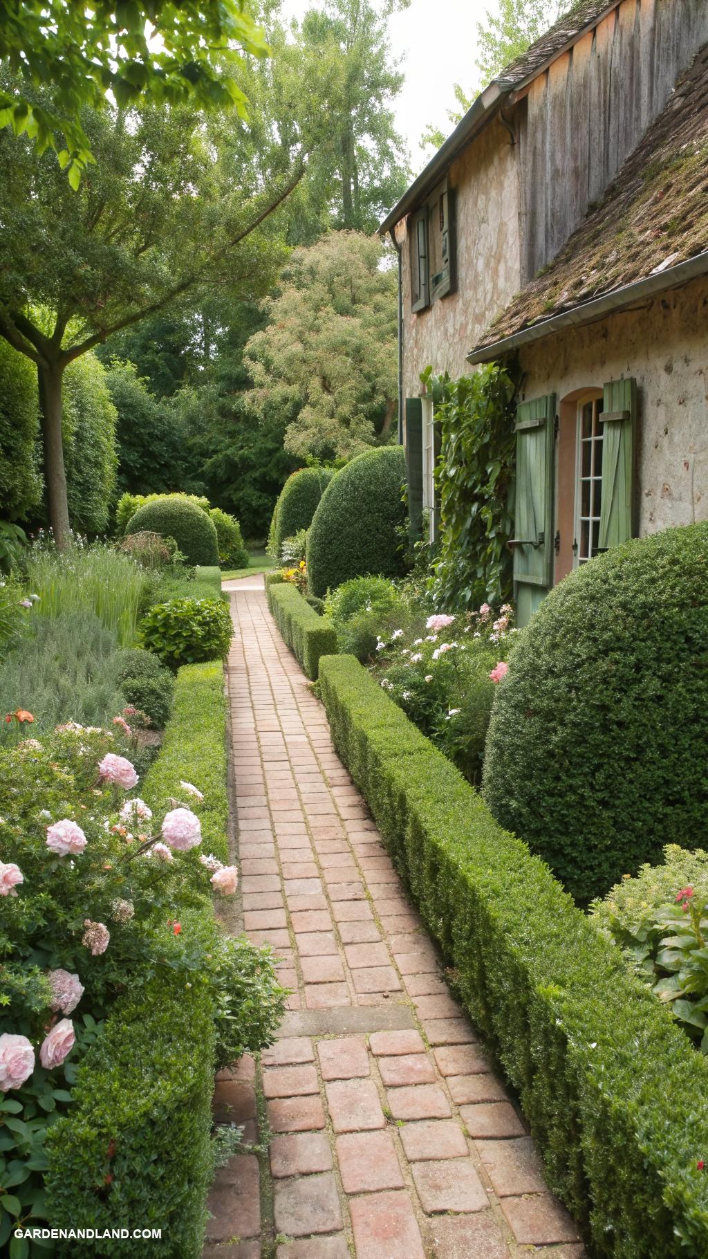 hedge trees Cottage style boxwood border for pathways