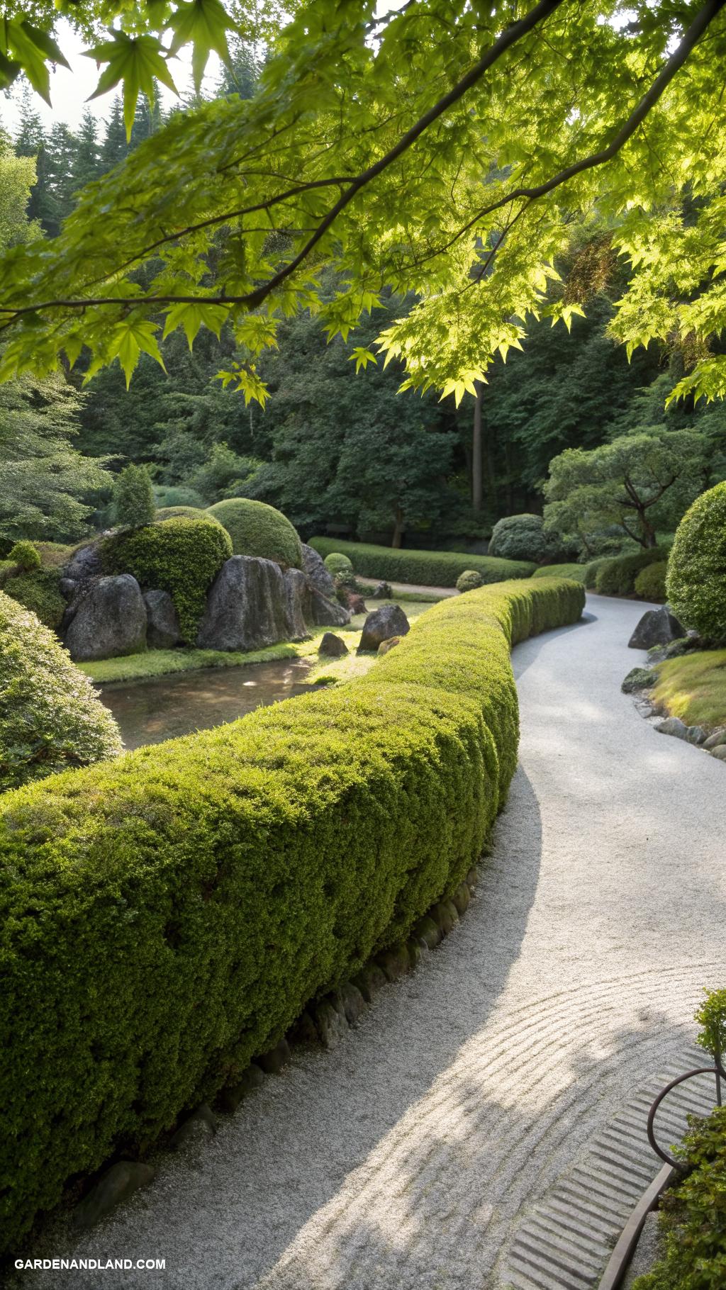 hedge trees Zen garden hedge for tranquility