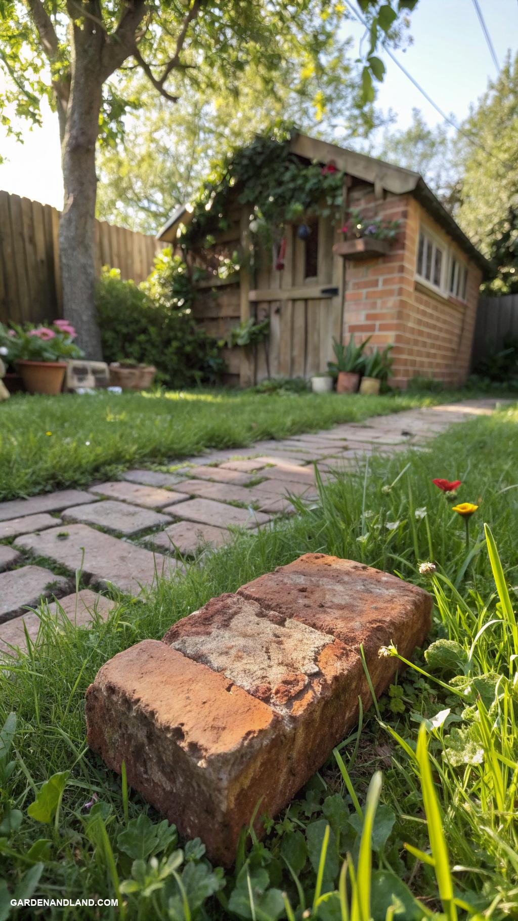 inexpensive backyard stone walkway ideas Reclaimed brick for rustic charm