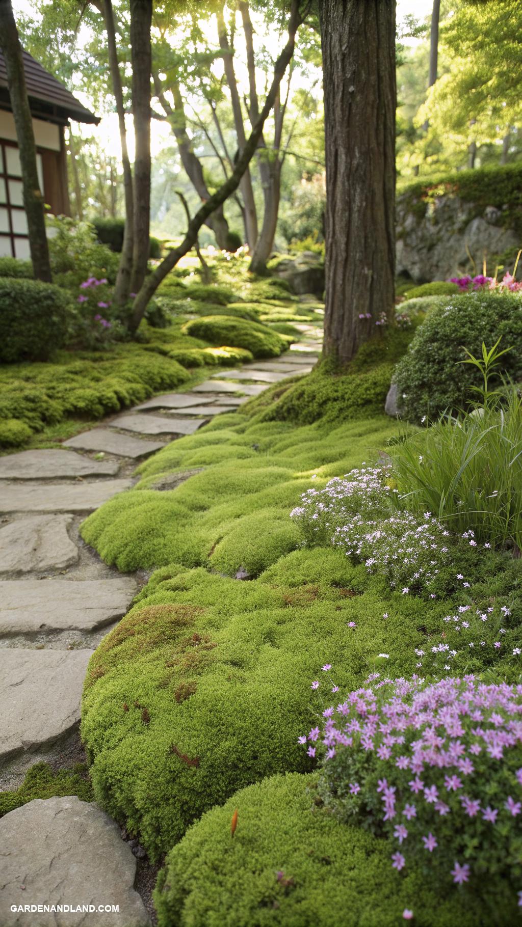 low growing ground cover Moss for lush soft green carpets