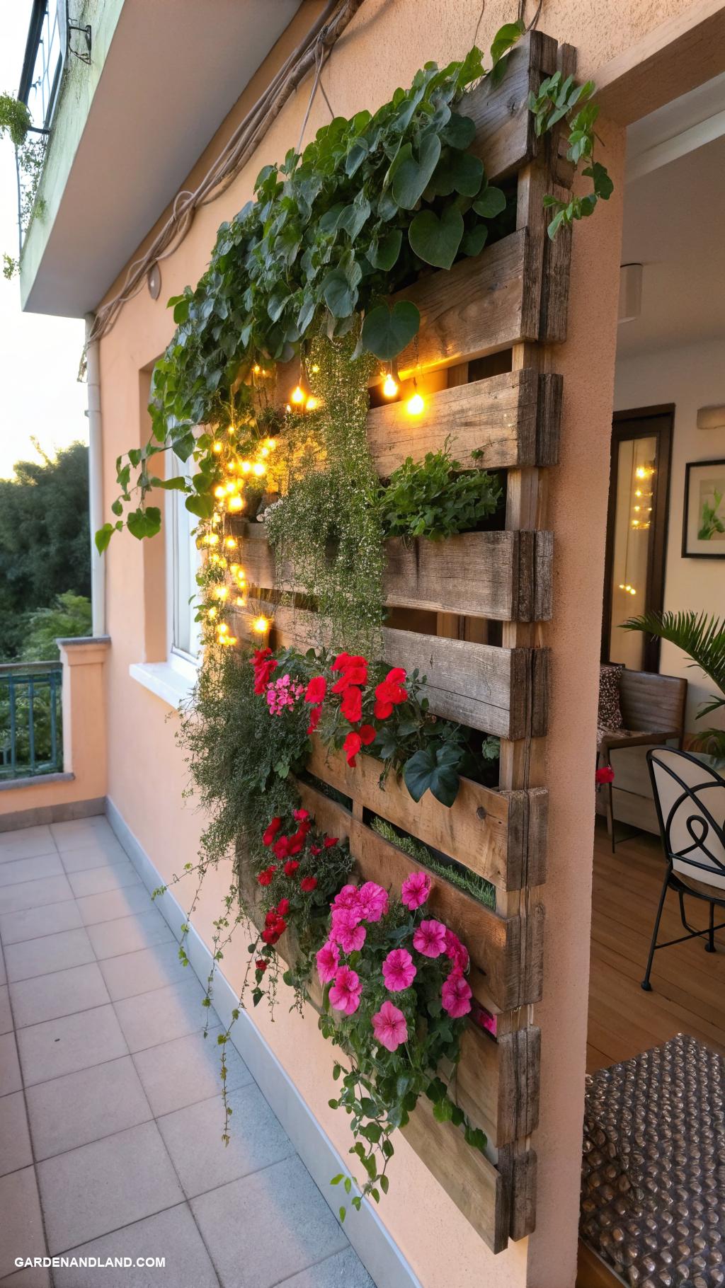 pallet planter Hanging pallet garden for small balconies