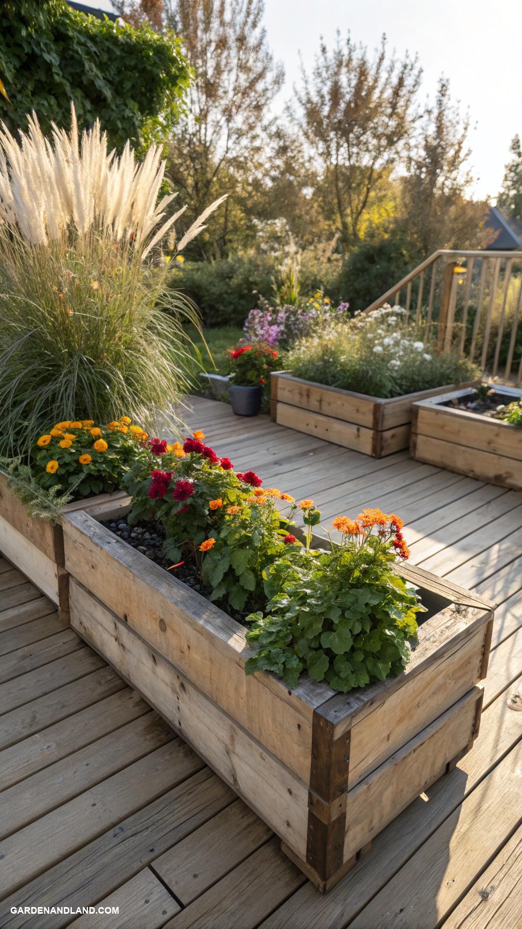 pallet planter Pallet deck with removable planter boxes