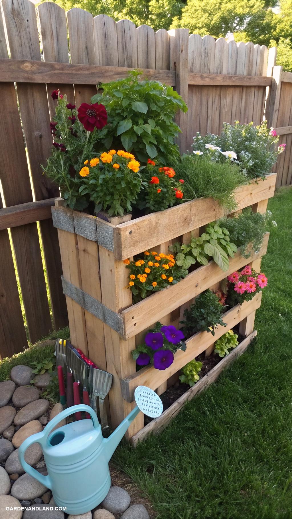 pallet planter Rotating pallet garden for seasonal plants