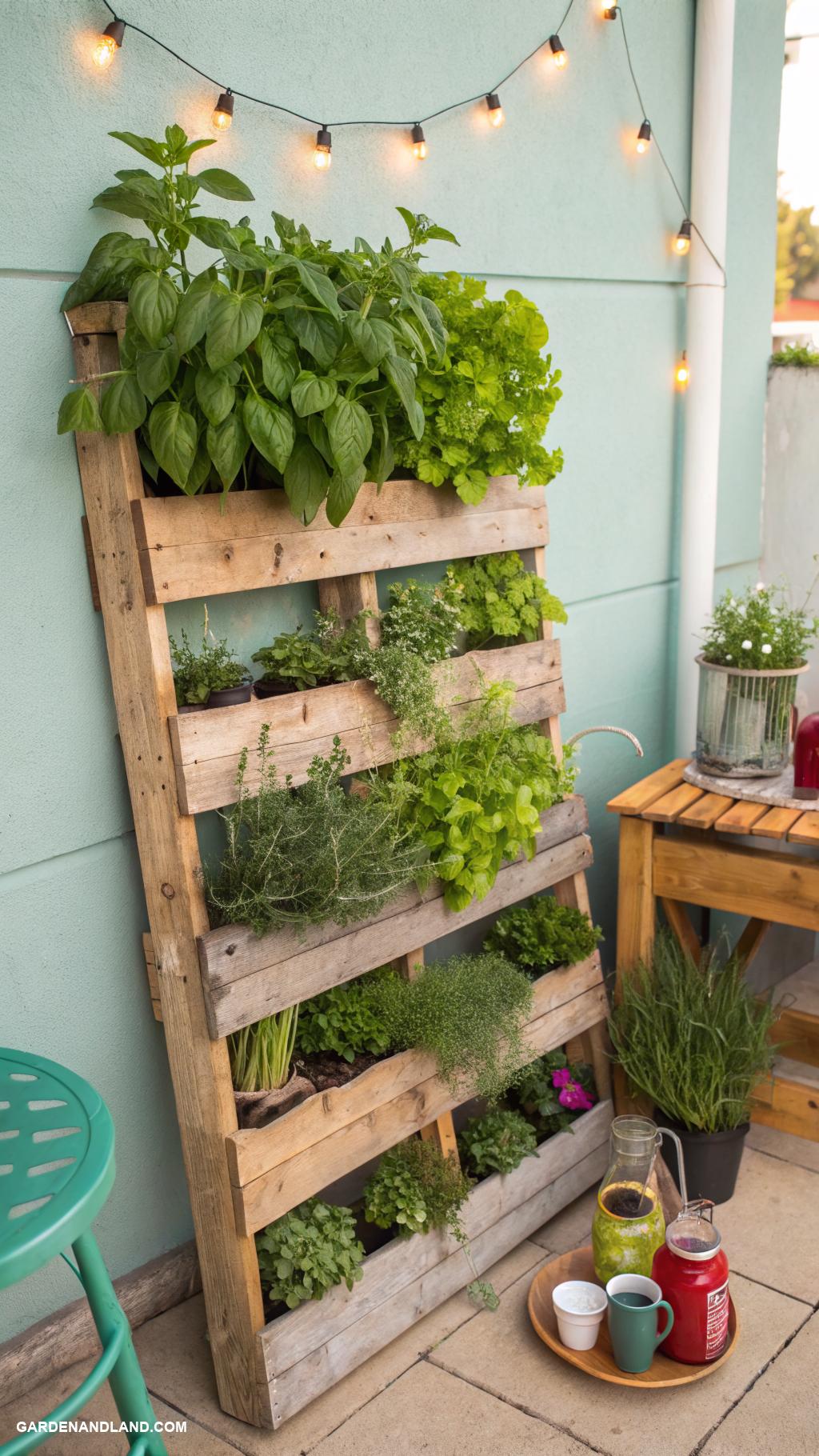 pallet planter Vertical pallet garden for space saving herbs