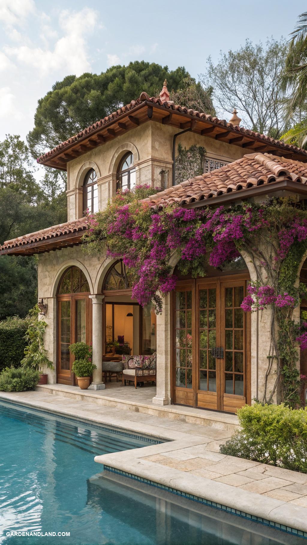 pool house ideas Mediterranean villa inspired pool house design