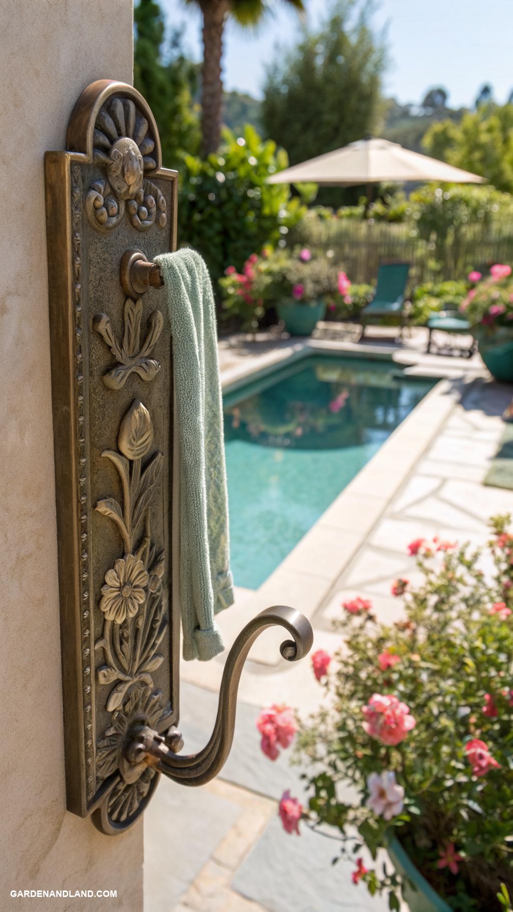pool towel rack ideas Wall mounted antique hooks for towels