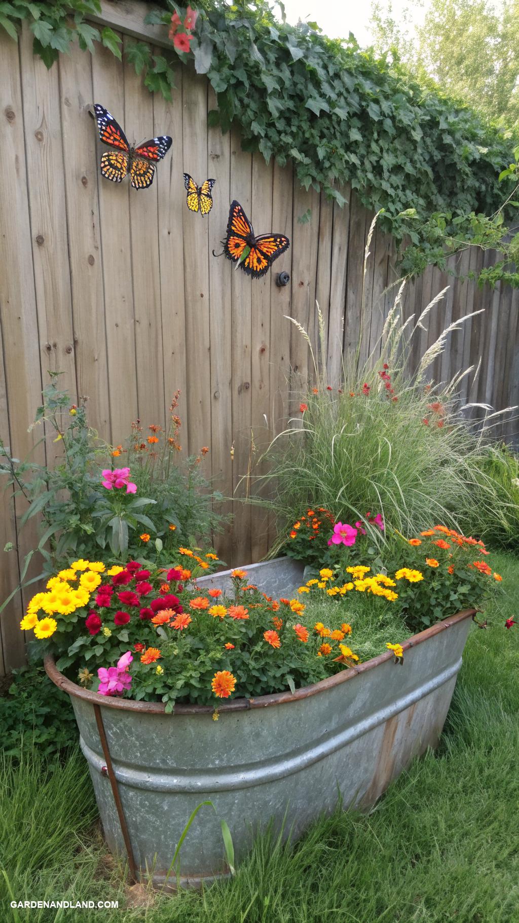 wash tub planter ideas Decorative wash tub butterfly sanctuary