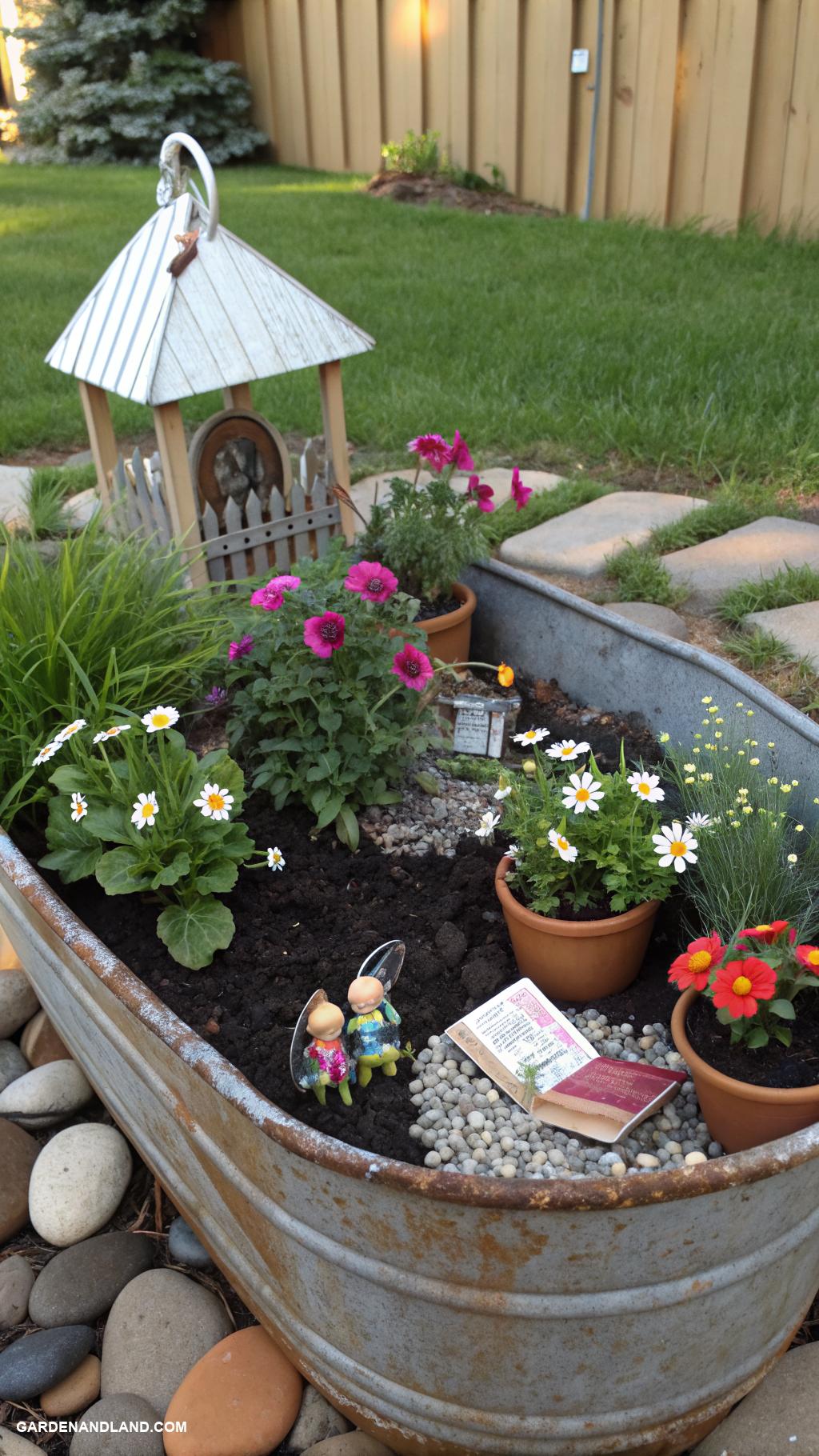 wash tub planter ideas Miniature wash tub fairy garden scene