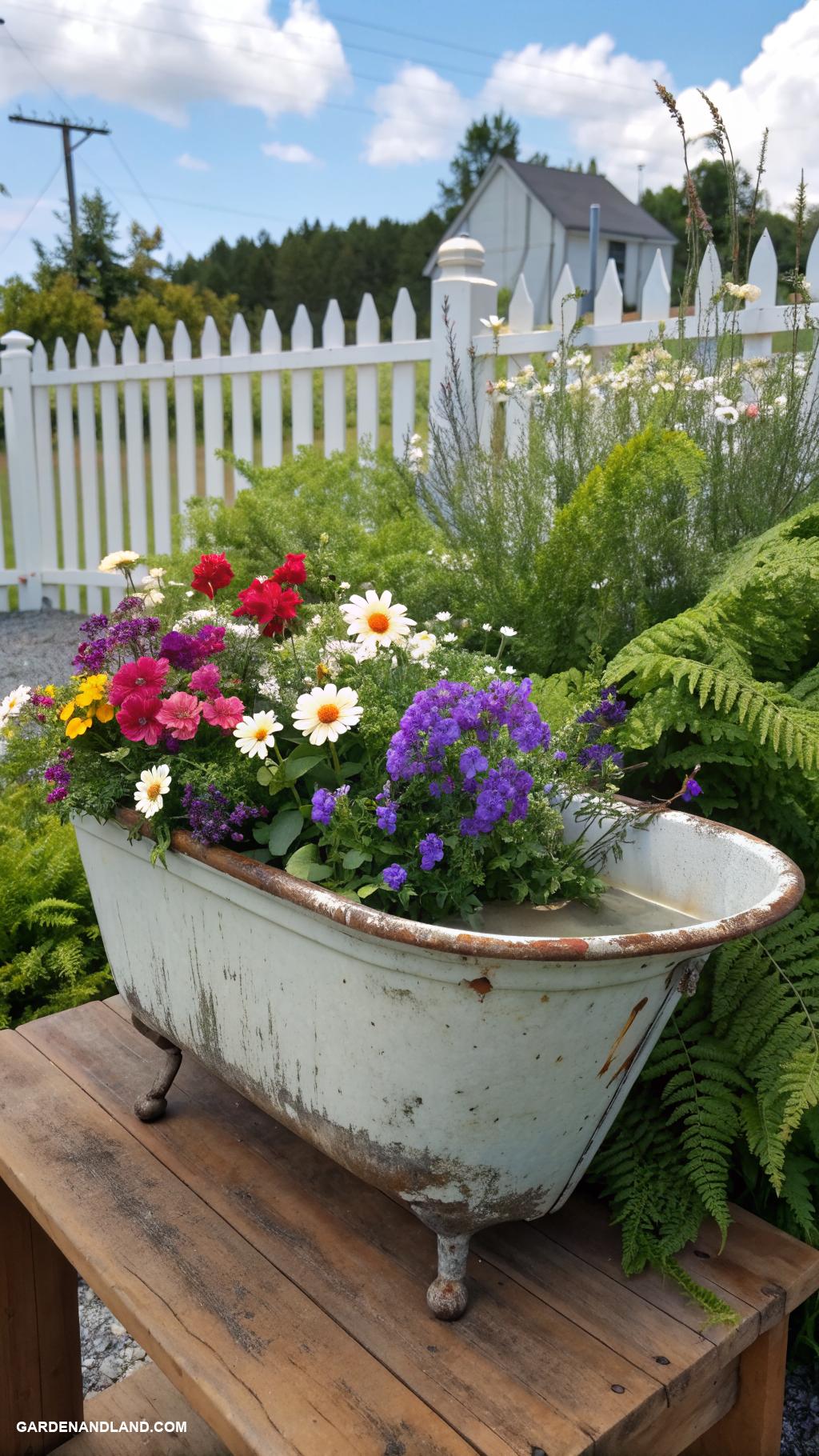 wash tub planter ideas Vintage wash tub flower display centerpiece