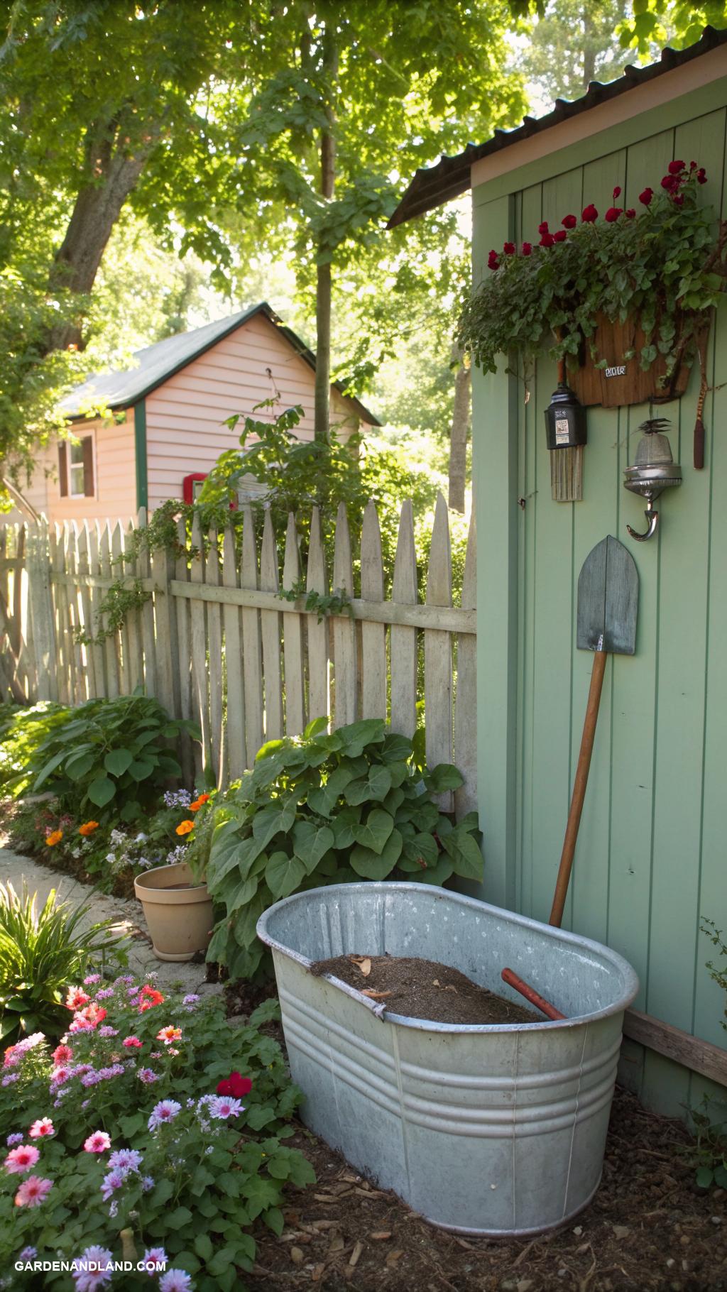 wash tub planter ideas Wash tub composting station for garden